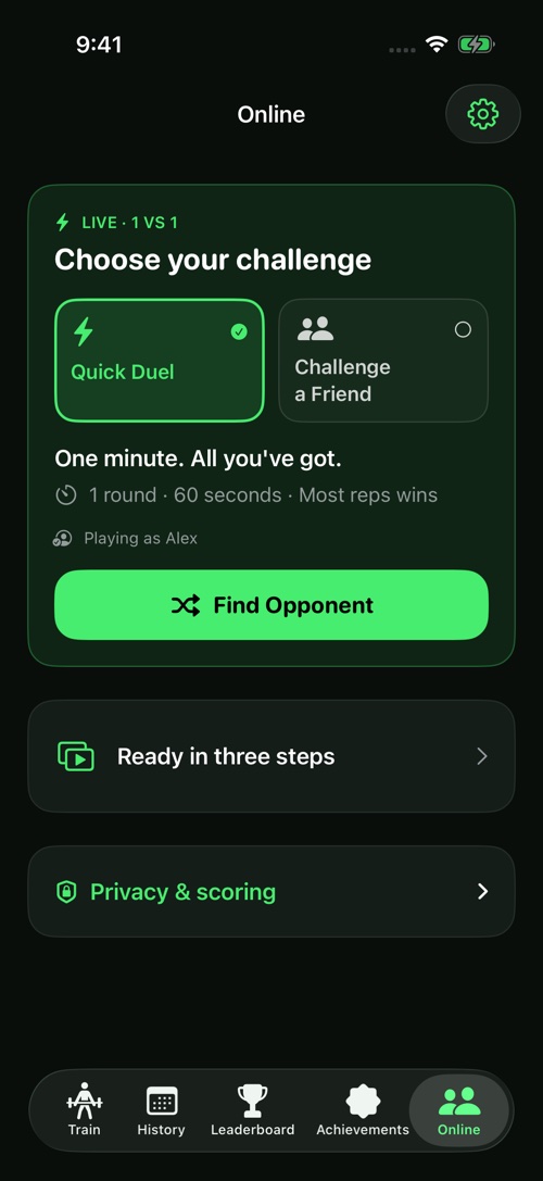 Choose a quick duel or challenge a friend
