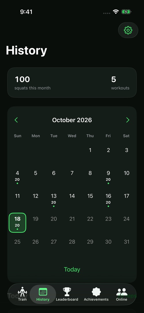 Review workouts in your history calendar